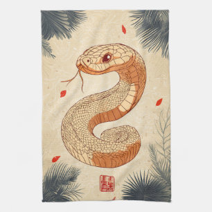 Year of The Snake Majestic Cobra Double Happiness Kitchen Towel