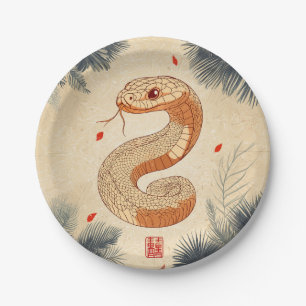 Year of The Snake Majestic Cobra Double Happiness Paper Plate
