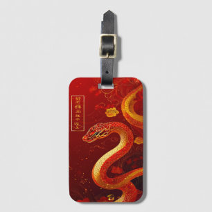 Year of the Snake Red & Gold Luggage Tag