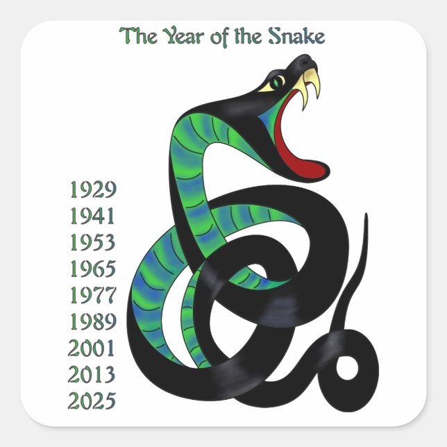 Year of the Snake Square Sticker (Front)