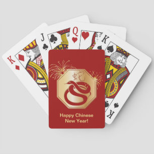 Year of the Snake With Fireworks Playing Cards