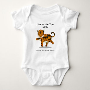 Year of the Tiger 2022 Cute Zodiac Animal Keepsake Baby Bodysuit