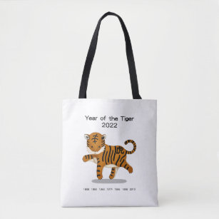Year of the Tiger 2022 Cute Zodiac Animal Keepsake Tote Bag