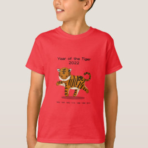 Year of the Tiger 2022 Cute Zodiac Animal Red T-Shirt