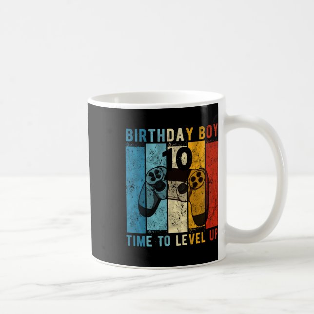 Year Old Birthday Boy 10 Time To Level Up 10th Bir Coffee Mug (Right)