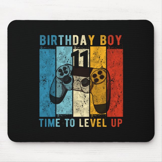 Year Old Birthday Boy 11 Time To Level Up 11th Bir Mouse Pad (Front)