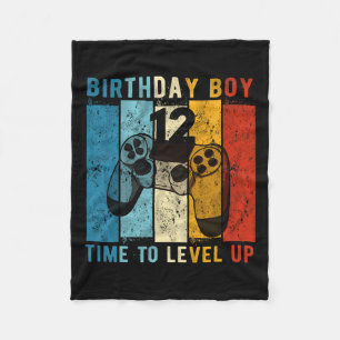 Year Old Birthday Boy 12 Time To Level Up 12th Bir Fleece Blanket