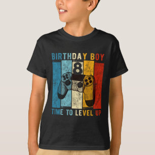 Year Old Birthday Boy 8 Time To Level Up 8th Birth T-Shirt