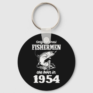 Year Old Fish Fisher Fisherman 1954 Fishing Birthd Keychain