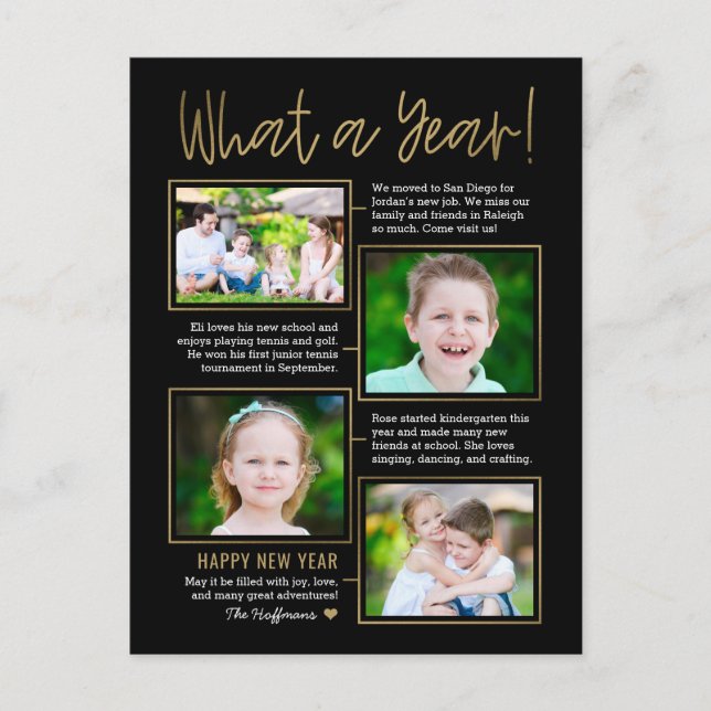 Year Summary Editable Colour New Year Postcard (Front)