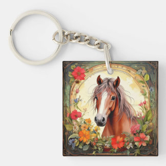 Yearling Colt and Wildflowers Keychain