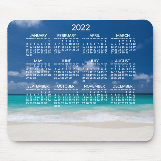 Yearly Beach Calendar 2022 Mousepads Add Photo (Front)