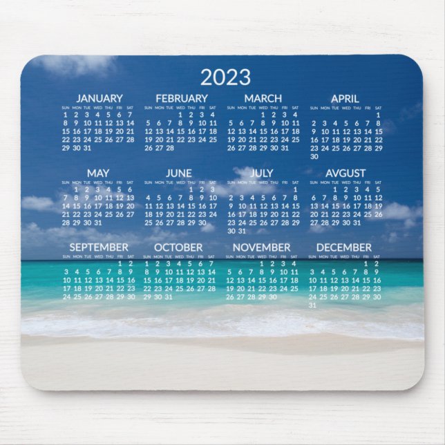 Yearly Beach Calendar 2023 Mouse Pad Add Photo (Front)