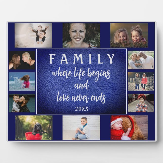 Yearly Family Saying Keepsake 12 Photo Collage  Plaque (Front)