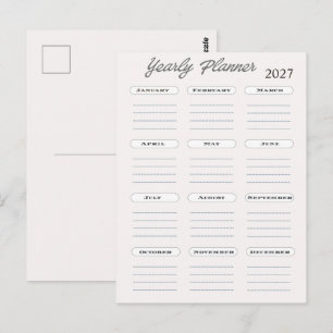 Yearly Planner Calendar  Postcard