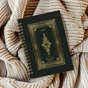 Yearly Vintage Elegant Olive Green Book Cover Planner