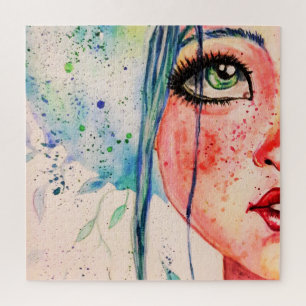 Yearning - Watercolor Painting Beautiful Girl Art Jigsaw Puzzle