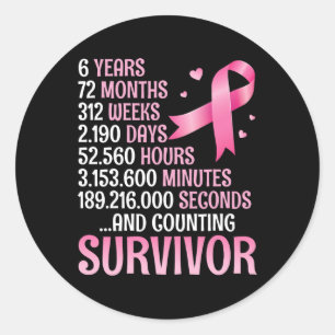 Years 72 Months Fighting Breast Cancer Counting Su Classic Round Sticker