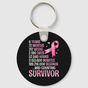 Years 72 Months Fighting Breast Cancer Counting Su Keychain