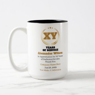 Years of Service Appreciation – Employee Name  Two-Tone Coffee Mug