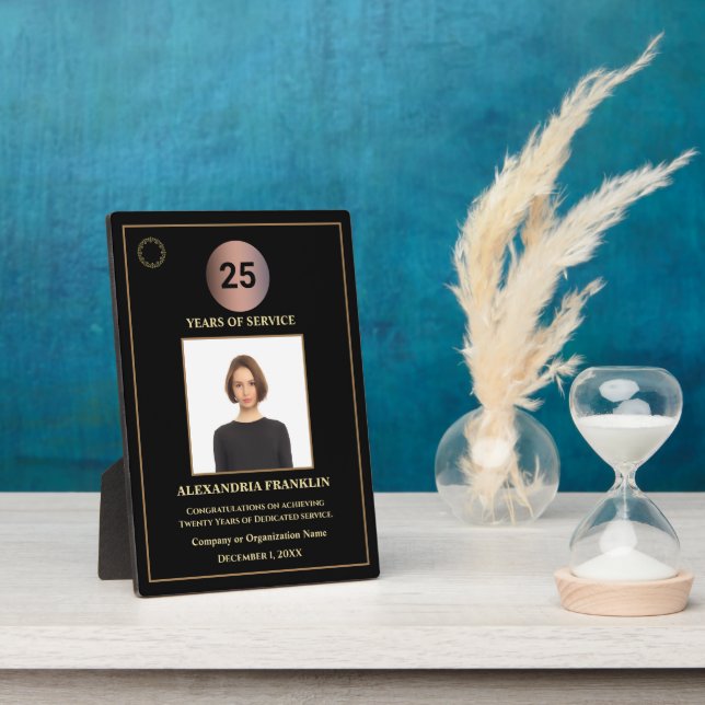 Years of Service Month Employee Photo Custom Award Plaque (Side)