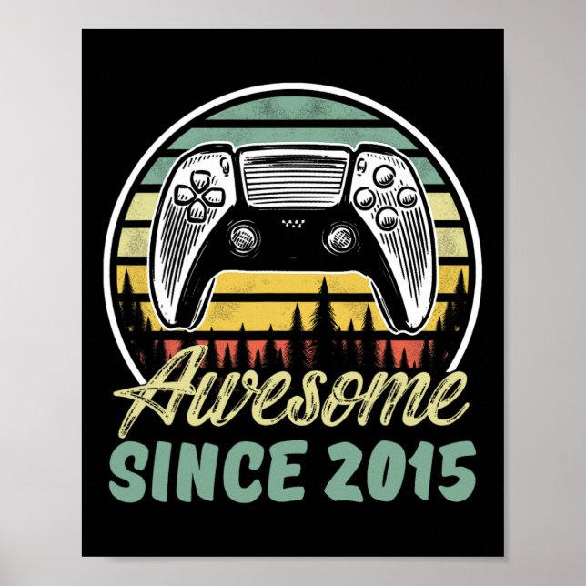 Years Old Boy Awesome Since 2015 Video Game 8th Bi Poster (Front)
