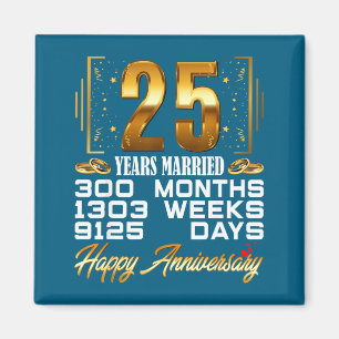 Years Shirt 25 Married 25th Wedding Anniversary Magnet