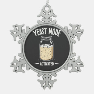 Yeast Mode Activated Baking Cooking Chef  Snowflake Pewter Christmas Ornament