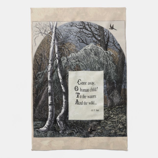 Yeats "The Stolen Child" Victorian Tea Towel (Vertical)