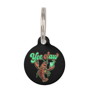 Yee Claw Retro Crawfish Bow Coastal Cocktail  Pet Tag