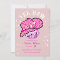 Yee Haw Blush Pink Disco Cowgirl Rodeo Birthday