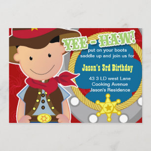 Yee Haw Cowboy Birthday Invitation