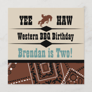 Yee Haw Cowgirl Cowboy Western Birthday Invite