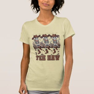Yee Haw Dancing Skeleton Cowboys Halloween  T-Shirt