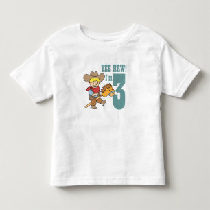 Yee Haw! I'm 3 with Happy and Cute Cowboy Toddler T-shirt