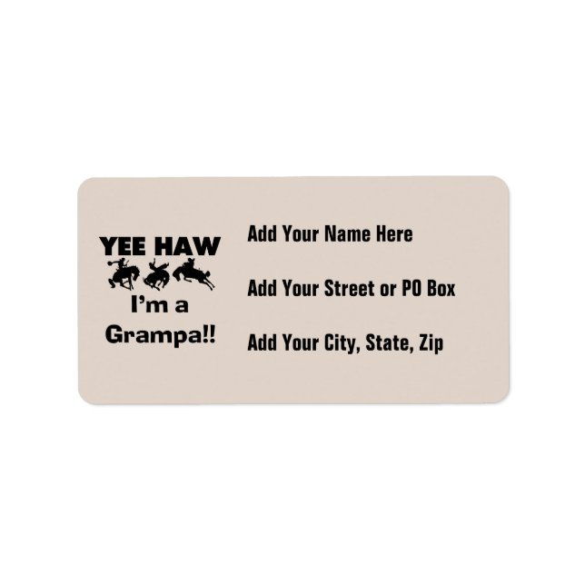 Yee Haw I'm a Grampa T-shirts and Gifts Label (Front)