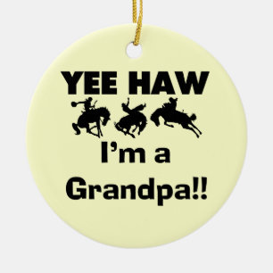 Yee Haw I'm a Grandpa T-shirts and Gifts Ceramic Ornament