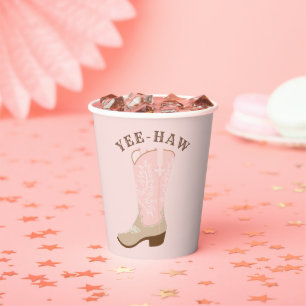 YEE-HAW Pink Cowgirl Boot  Paper Cups