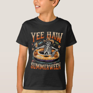 Yee Haw Summerween Cowboy Skeleton Western Hallowe T-Shirt
