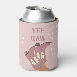 Yee Haw Western Rodeo Cowboy Boots Blush Pink Can Cooler