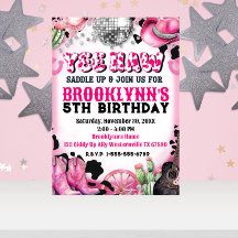 Yee Yaw Disco Cowgirl Anniversaire Fête Invitation