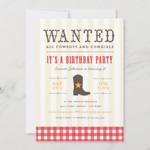 Yeehaw! Cowboy Birthday Party Invitation