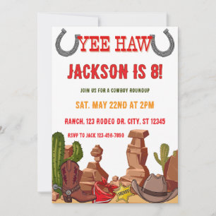 YEEHAW cowboy roundup birthday party Invitation