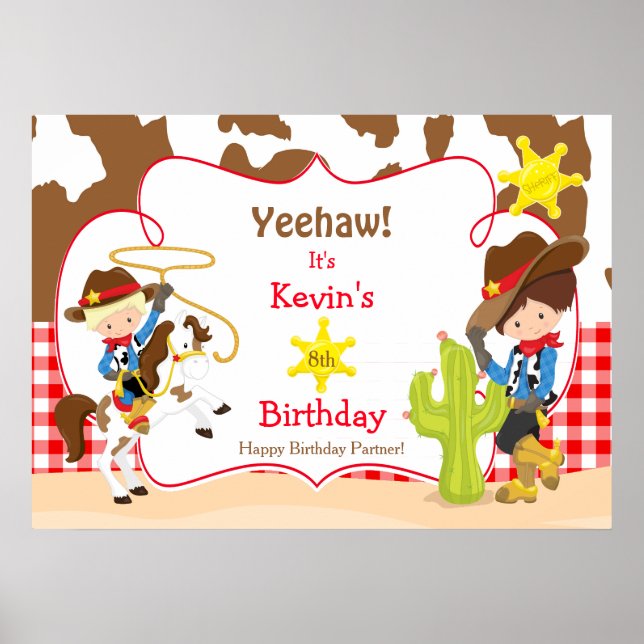 Yeehaw Cowboy Western Anniversaire Poster Boster (Devant)