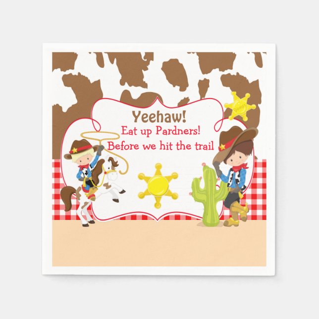 Yeehaw Cowboy Western Birthday Party Napkin (Front)