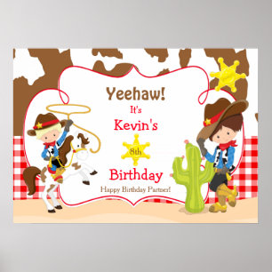 Yeehaw Cowboy Western Birthday Poster Boy