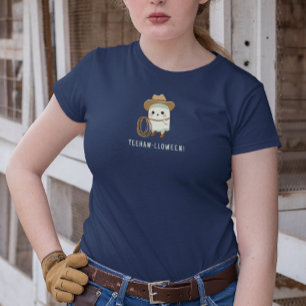 “Yeehaw-lloween!” Funny Cowboy Ghost Halloween Tri-Blend Shirt