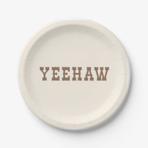 Yeehaw My First Rodeo Birthday Party Plate Neutral