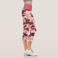 Yeet Pink and Magenta Camouflage Capri Leggings