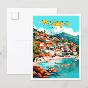 Yelapa Jalisco Mexico Travel Vintage Illustration Postcard